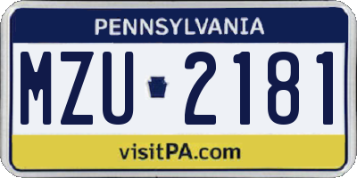 PA license plate MZU2181