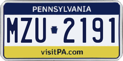 PA license plate MZU2191