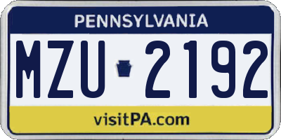 PA license plate MZU2192