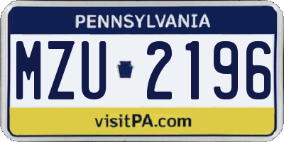 PA license plate MZU2196