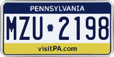 PA license plate MZU2198