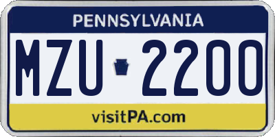 PA license plate MZU2200