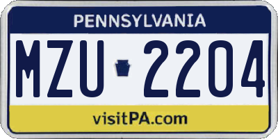 PA license plate MZU2204