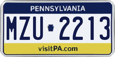 PA license plate MZU2213