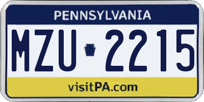 PA license plate MZU2215