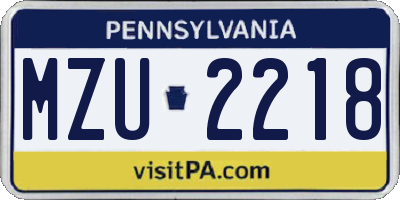 PA license plate MZU2218