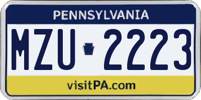 PA license plate MZU2223
