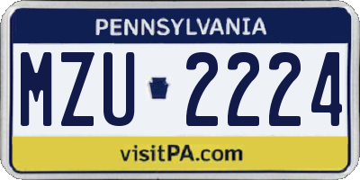 PA license plate MZU2224