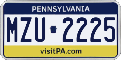 PA license plate MZU2225