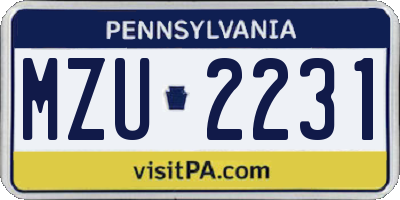PA license plate MZU2231