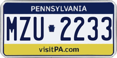 PA license plate MZU2233