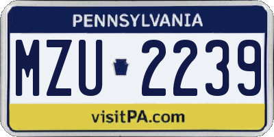 PA license plate MZU2239