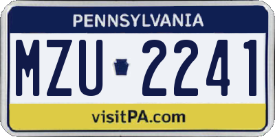 PA license plate MZU2241