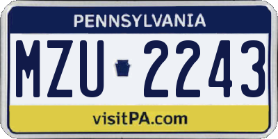 PA license plate MZU2243