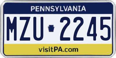 PA license plate MZU2245