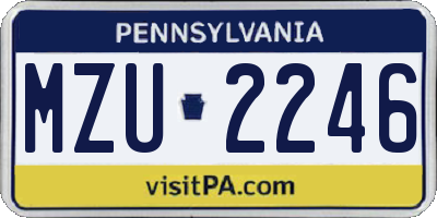 PA license plate MZU2246
