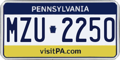 PA license plate MZU2250