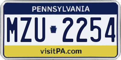PA license plate MZU2254