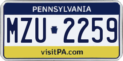PA license plate MZU2259