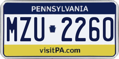 PA license plate MZU2260