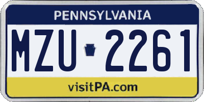PA license plate MZU2261