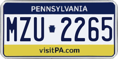PA license plate MZU2265