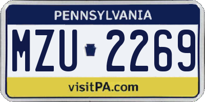 PA license plate MZU2269