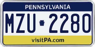 PA license plate MZU2280
