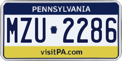 PA license plate MZU2286