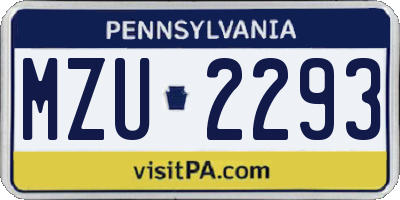 PA license plate MZU2293