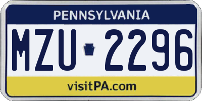 PA license plate MZU2296