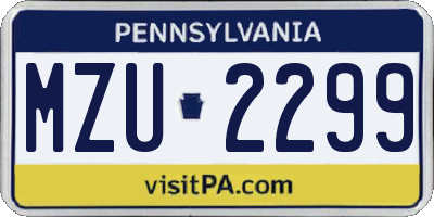 PA license plate MZU2299