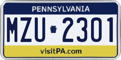 PA license plate MZU2301