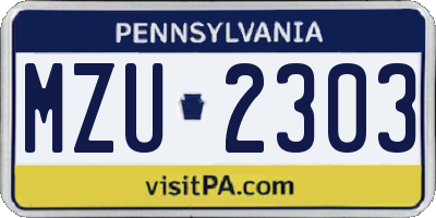 PA license plate MZU2303
