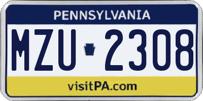 PA license plate MZU2308