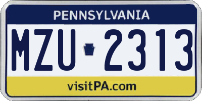 PA license plate MZU2313