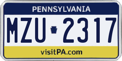 PA license plate MZU2317