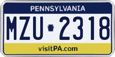 PA license plate MZU2318