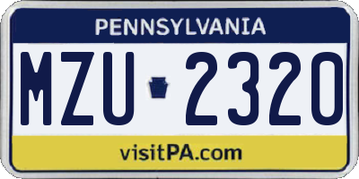 PA license plate MZU2320