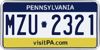 PA license plate MZU2321