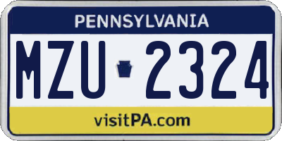PA license plate MZU2324
