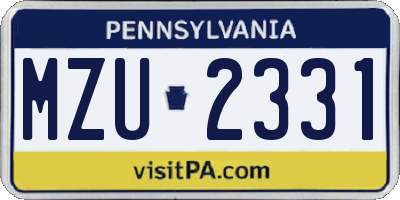 PA license plate MZU2331