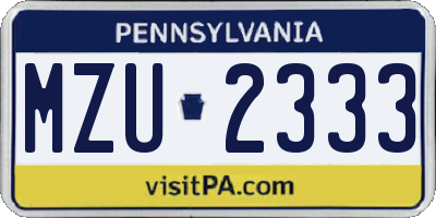 PA license plate MZU2333