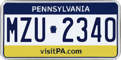 PA license plate MZU2340