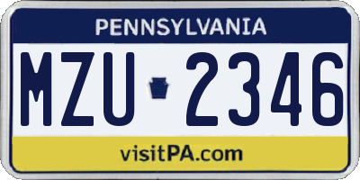 PA license plate MZU2346