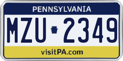 PA license plate MZU2349