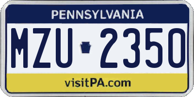 PA license plate MZU2350