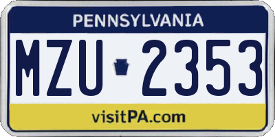 PA license plate MZU2353