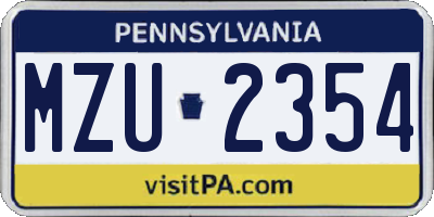 PA license plate MZU2354