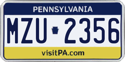 PA license plate MZU2356